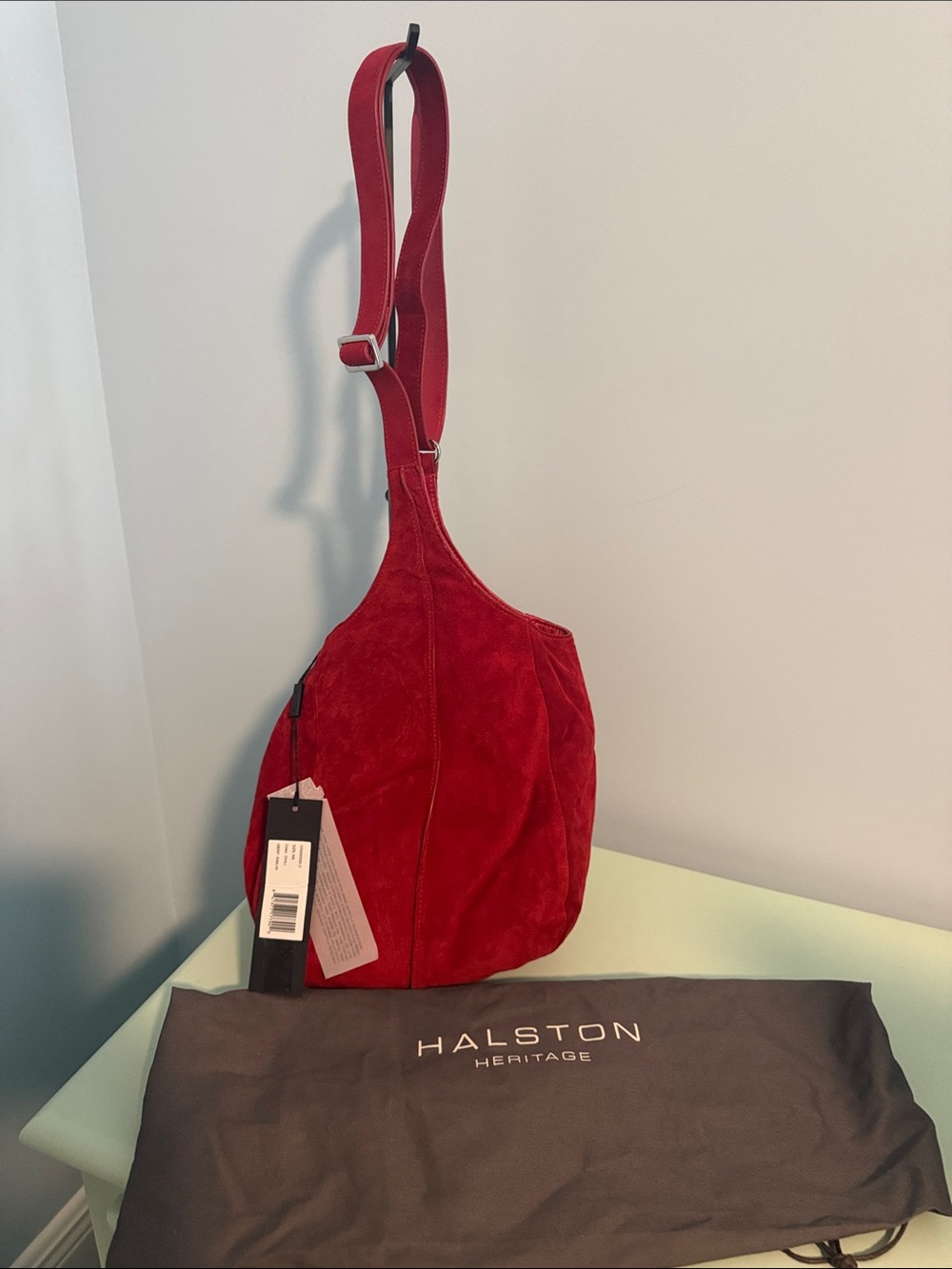 Halston Heritage Vibrant Red Suede Shoulder Bag / Crossbody Bag